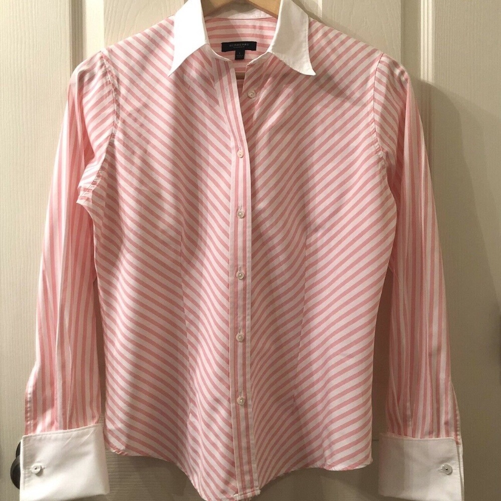 Burberry London Striped Blouse w/French Cuffs - S